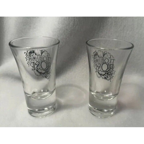 Tequila Rose 3.5" Clear Glass Heavy Shot Glasses Set of 2 - Picture 7 of 9